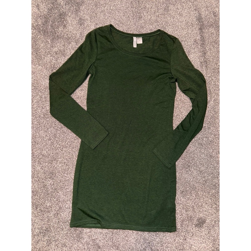 Divided H&M Basic Women's Long Sleeve Green Midi Dress